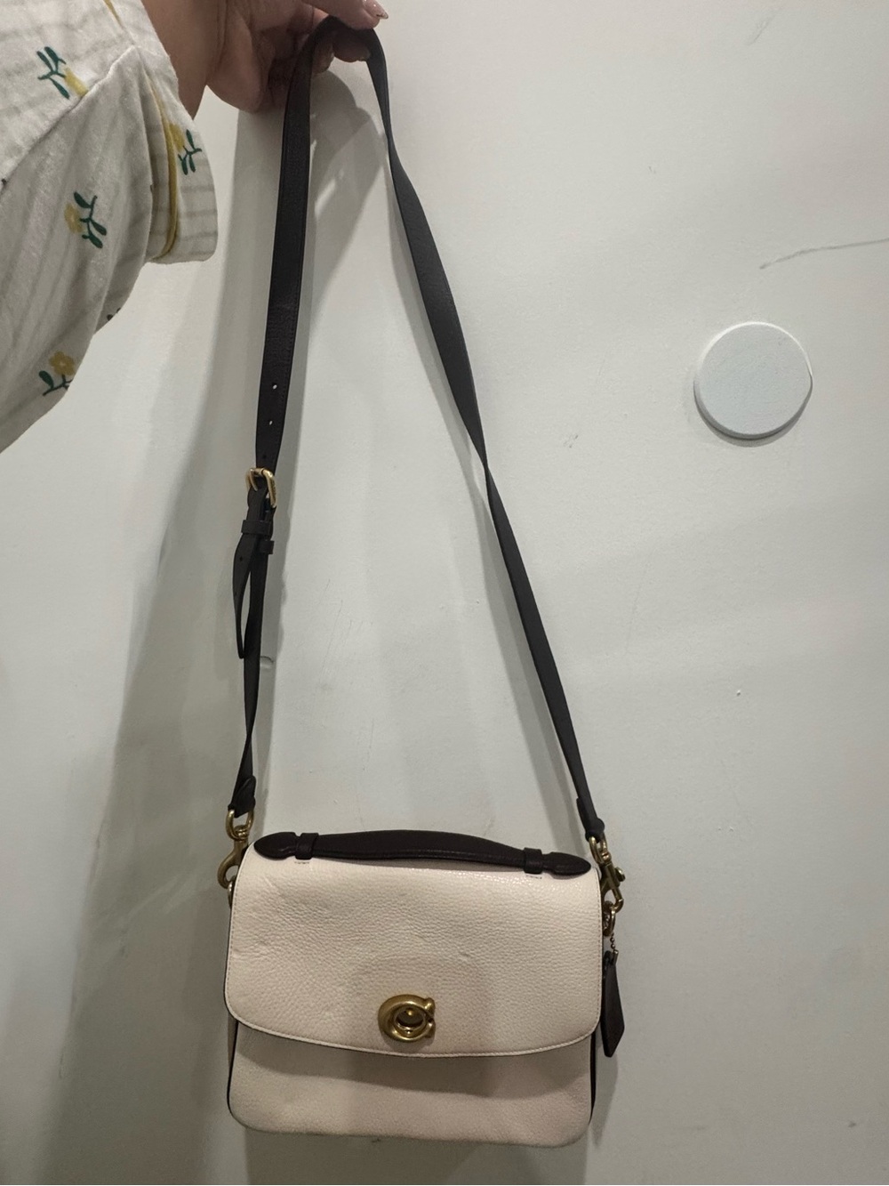 Coach Leather Crossbody Bag in Cream and Brown